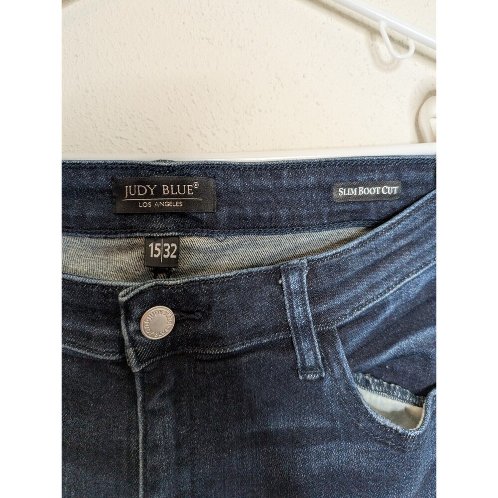 Judy Blue Jeans Size 15/32 Slim Bootcut Dark Wash Mid Rise Casual Work Basic - Picture 2 of 4